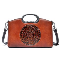Retro Handmade Totem Women Bag 2022 New Leather Versatile Handbag Embossed Cowhi - £95.62 GBP