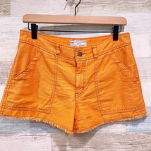 Free People 3&quot; Cut Off Utility Mini Shorts Orange Mid Rise Cotton Womens 4 - $29.69