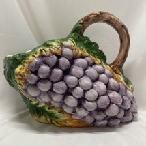 Vintage Bassano Majolica Grape Cluster Pitcher Hand Painted Italy 2 QT Capacity - £23.50 GBP