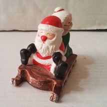 Vintage Frankel Santa Claus and Mrs Claus Sitting on Sled Christmas Figu... - £22.21 GBP