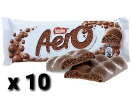 10 Full Size Aero Chocolate Candy Bar Nestle Canadian 42g Each - Free Sh... - $28.06