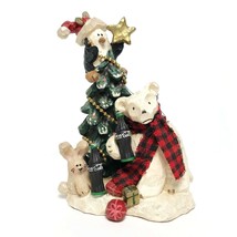 Coca Cola Christmas Village Polar Bear Penguin &amp; Bunny Figurine Tree Party - £17.02 GBP