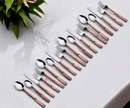 Matte Copper Stainless Steel Twenty Piece Hand Forged Flatware Set - Qty 2 - $6,466.57 MXN