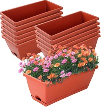 12 Pack 17 Inches Rectangle Windowsill Planters With Drainage Tray Plastic - £32.15 GBP