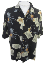 Jamaica Jaxx Men Hawaiian camp shirt XL pit to pit 26 camp floral silk tropical - £13.95 GBP