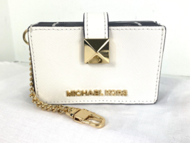 Michael Kors White Leather CatdWallet Pyramid Stud Flap Accordion Small W16 - $79.19