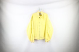 Vtg 90s Streetwear Mens XL Distressed Full Zip Cafe Racer Bomber Jacket Yellow - £39.52 GBP