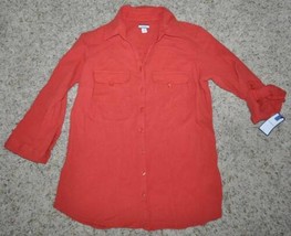Womens Shirt Croft and Barrow Orange 3/4 Sleeve Button Front Top $36 NEW-size S - £11.59 GBP