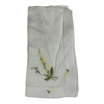 Handkerchief Yellow Bell Flowers Bouquet Floral Embroidered Boho Scarf Vintage  - £14.40 GBP