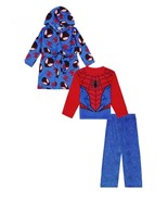 Spider-man Boy&#39;s Costume Style Pajama and Hooded Fleece Bathrobe Set - $644.35 MXN