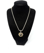 Two-Tone Fashion Necklace with Black Center Stone, Snake Chain - $12.34