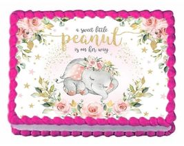 A Little Peanut Elephant Is On It's Way Edible Image Edible Baby Shower Cake Top - $16.47