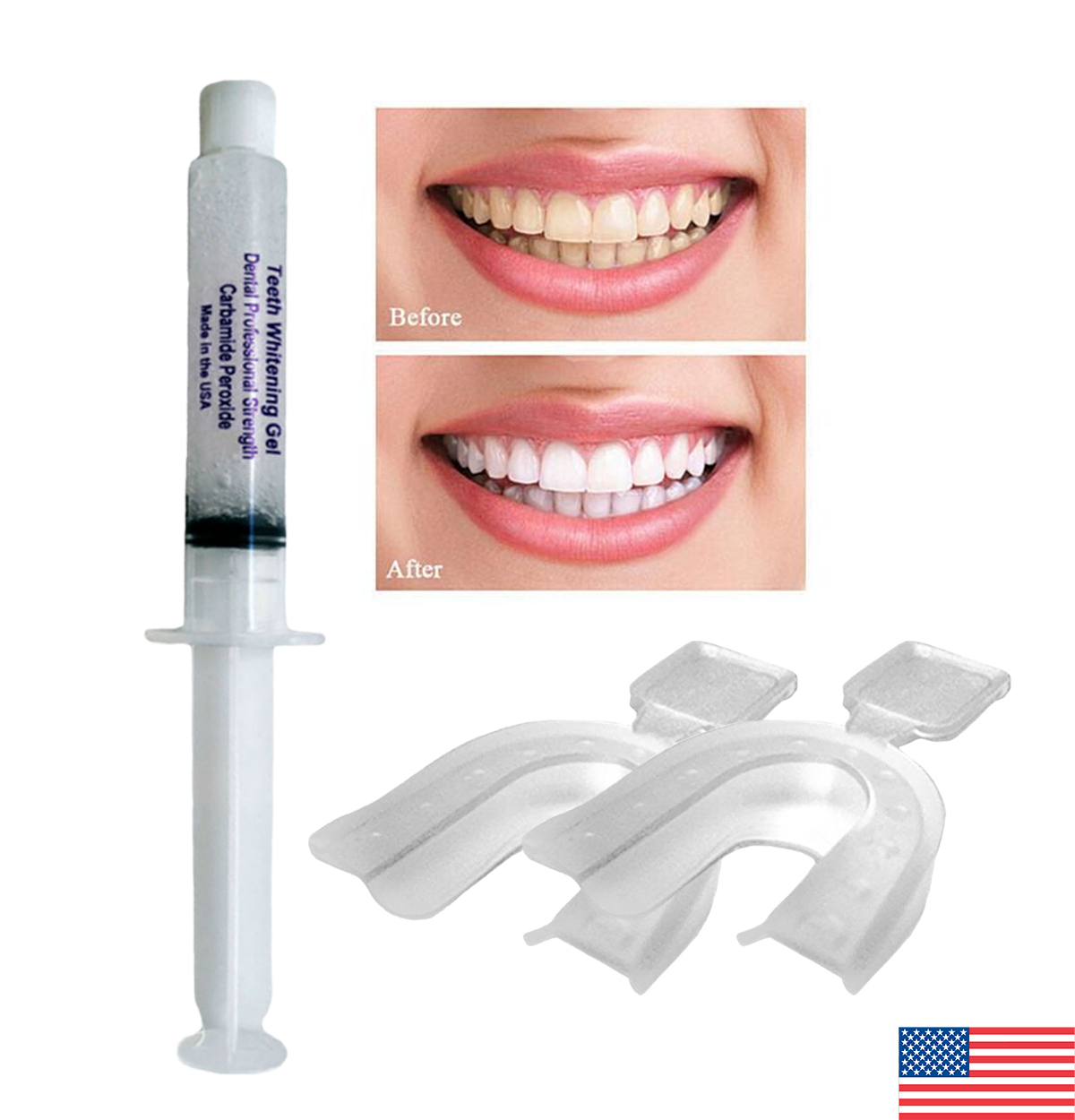 Teeth Whitening Gel Syringe 35% Tooth Bleaching + FREE 2 Thermoforming Trays ! ! - $8.95