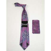 Men's Stacy Adams Necktie and Hankie Set Fancy Design Silky Look SAT20 Pink image 2