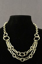 Modern Costume Jewelry Double Strand Open Link Gold Tone Metal 21-25&quot; CHICOS - £18.91 GBP