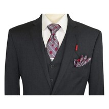 Men Suit ADOLFO 3Pc 100% Soft Wool Vested Business Formal 2 Button 1608 Charcoal image 6