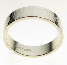 Large Size Sterling Silver Heavy Weight Hammered Ring Flat Profile 6.3 mm Width - £22.57 GBP