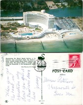 Florida Miami Beach Fontainebleau Oceanfront Resort Hotel Aerial Posted Postcard - £7.42 GBP