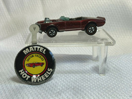 Vtg 1969 Mattel Hot Wheels Redline Pontiac Custom Light My Firebird Car W/ Pin - £159.46 GBP