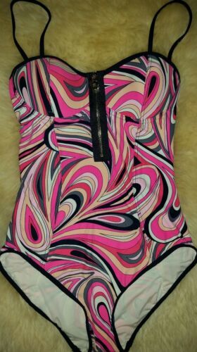 JUICY COUTURE 1PC UNDERWIRE MAILLOT SWIMSUIT SHELL SHOCK PINK SZ XSNWT! - $59.99