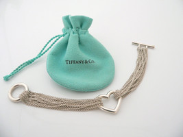 Tiffany &amp; Co. Silver Heart Mesh Bracelet Bangle 7.5 Inch Gift Pouch Love - £261.58 GBP