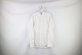 Vtg 40s Mens 14.5 33 2x2 Fabric Satin Ruffled Tuxedo Button Shirt French Cuff - £79.09 GBP