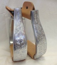 Engraved Polished Aluminum Silver Western Horse Show Pleasure Saddle Sti... - $58.21