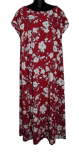 J Jill Maxi Dress Women XL Petite Red White Floral Short Sleeves Pockets... - £27.51 GBP