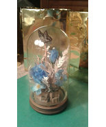 Glass Dome Cloche Bell Jar Display case with flower &amp; butterfly multi Wo... - £59.26 GBP