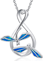 Mothers Day Gifts for Mom Wife, Dragonfly Necklace for Women 925 Sterling Silver - £49.32 GBP