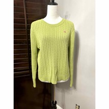 Duck Head Womens Pullover Sweater Green Long Sleeve Jewel Neck Cable Knit M - £11.19 GBP