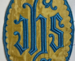 Vintage Liturgical JHS Church Emblem Embroidered Patch Sew On Vestment J... - $22.76