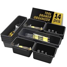 LARBANKE Tool Storage Organizer 14-Piece Set Black Non-Slip Trays - $14.44