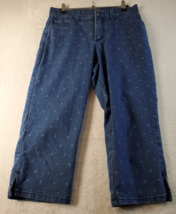 NYDJ Capri Pants Womens Size 4 Blue Anchor Print Denim Cotton Pockets Pull On - £10.21 GBP