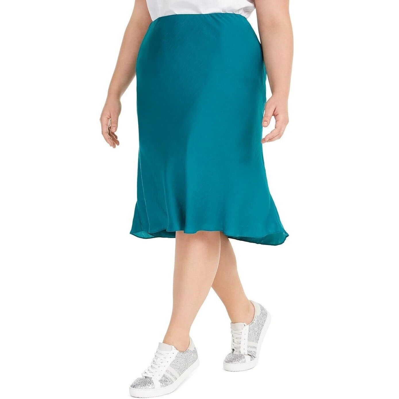 INC Womens Plus 3X Quetzal Green Solid Biased Cut Skirt NWT DH50 - $34.29