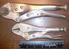 Used 10&quot; curved jaw Olympia locking pliers 7R Petersen VISE GRIP 7&quot; Straight jaw - £27.43 GBP