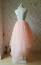 Pink High-low Tulle Skirt Custom Plus Size Women Ruffle Tulle Maxi Skirt image 8
