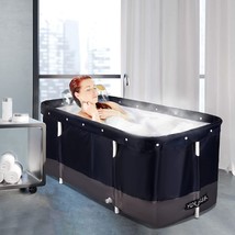 Mathowal Portable Bathtub, Foldable Bathtub, Bathtub For Adults,, Dark Blue - £67.13 GBP