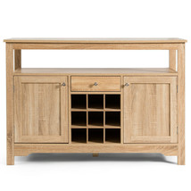Server Buffet Sideboard With Wine Rack and Open Shelf-Natural - Color: Natural - €185,93 EUR