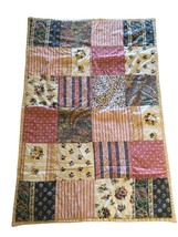 Vintage Quilt End of Bed Baby Throw Blues Pinks Romantic Cottagecore 50x35&quot; - €50,92 EUR