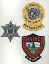 Game Warden Patches - California, Montana, Maine - Lot of 3 - £18.36 GBP