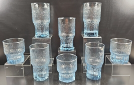 8 Pc Indiana Glass Glacier Blue Mist Cooler Double Old Fashioned Set Vintage Lot - £54.96 GBP