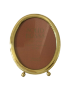 VTG Footed Brass Oval Gold 8 x 10 Picture Frame Velvet Easel Back Vintage - $22.71