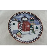 Snowman and Birdhouse Plate Snowed In by Laurie Korsgaden 2000 New Seaso... - $20.36 CAD