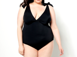 Kim Gravel x Swimsuits For All Tie Shoulder 1-Piece Suit- Solid Onyx, Regular 16 - £23.18 GBP