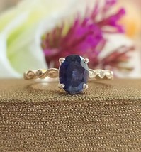2Ct Oval Cut CZ Blue Sapphire Solitaire Engagement Ring 14K White Gold Finish - £116.26 GBP