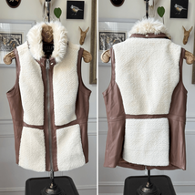 G.I.L.I. Women’s Winter Vest Double Slide Zipper Faux Sherpa Fur White B... - $602.64 MXN