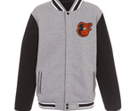 MLB Baltimore Orioles Reversible Full Snap Fleece Jacket 2 Front logos J... - £95.91 GBP