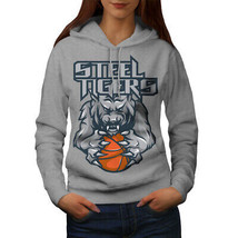 Wellcoda Tiger Basketball Womens Hoodie, Basketball Casual Hooded Sweatshirt - £28.59 GBP