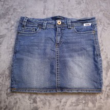Blue Epic Short Mini Skirt Women 8 Medium Wash Denim Jean Flap Pockets Casual  - $19.78